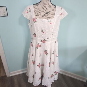 magnolia place roses dress lace 2xl cottage core romantic white wedding guest pl